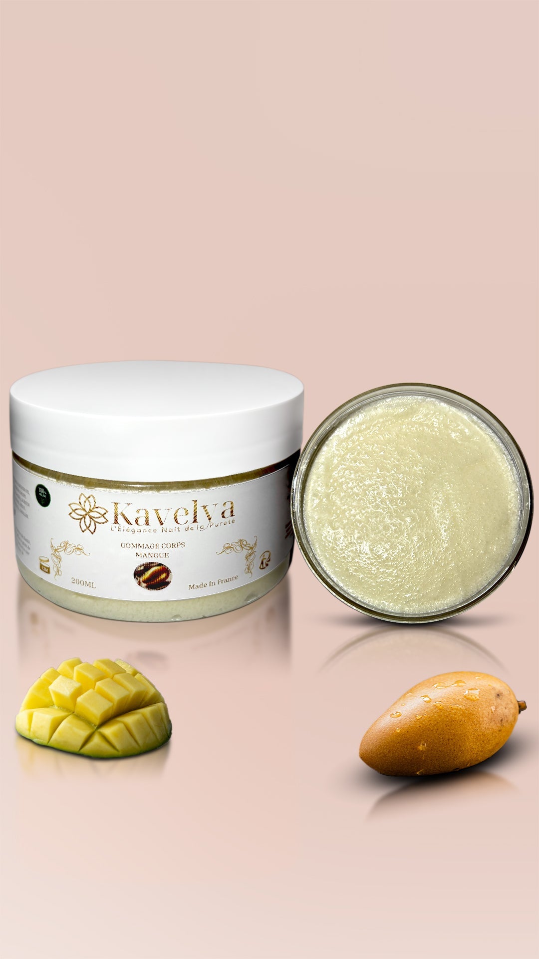 gommage corps au sucre - 100% naturel - odeur de mangue - Kavelya