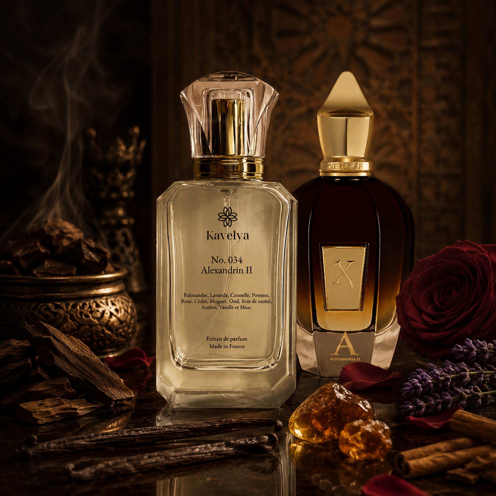 Flacon Alexandrin II 034 extrait de parfum 35% oud bois de santal notes orientales boisées Made in France