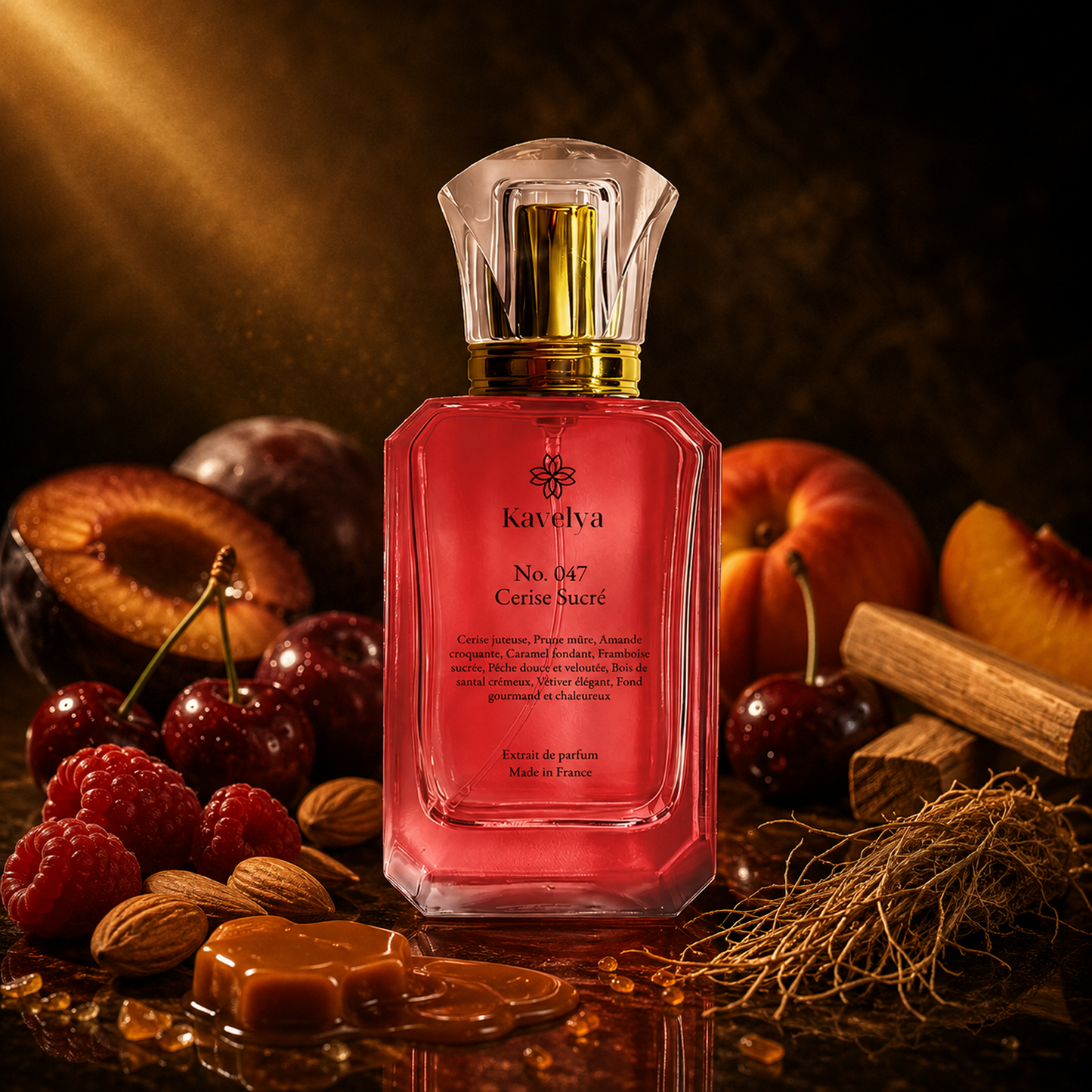 Flacon Cerise Sucré 047 extrait de parfum 35% griotte prune amande notes fruitées gourmandes Made in France