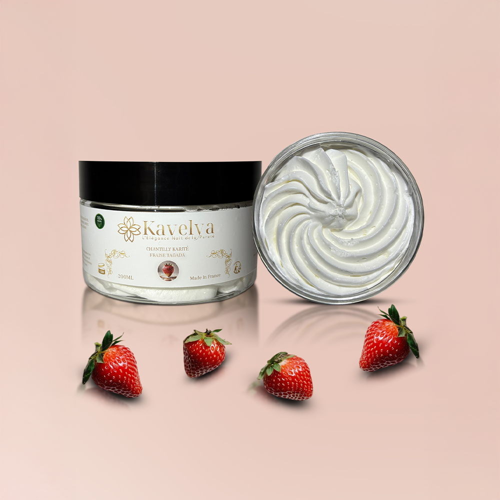 Chantilly Karité Fraise Tagada KAVELYA 200ml soin naturel corps et cheveux nourrissant