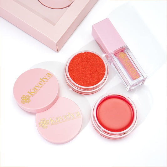 Coffret soin des lèvres Fraise huile baume gommage