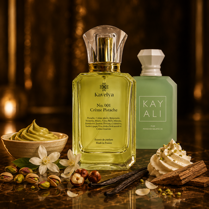 Crème Pistache 001 – Extrait de Parfum Gourmand Boisé Mixte Longue Tenue | Inspiration Yum Pistachio Gelato 33 – Kayali