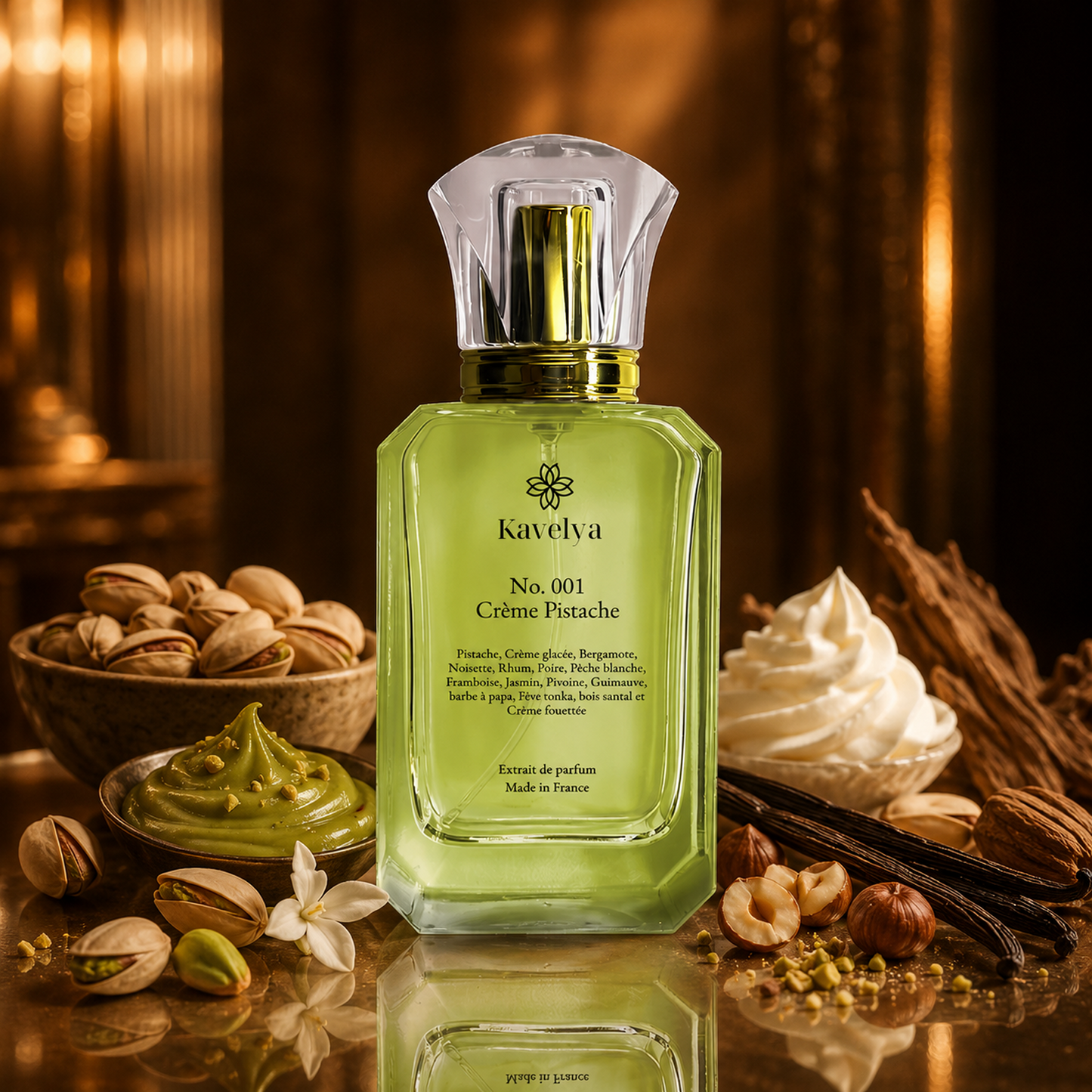 Crème Pistache 001 – Extrait de Parfum Gourmand Boisé Mixte Longue Tenue | Inspiration Yum Pistachio Gelato 33 – Kayali