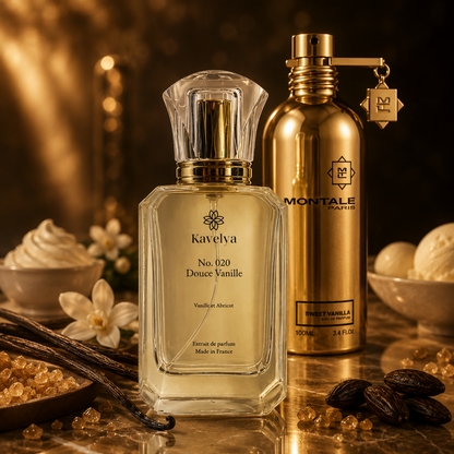 Flacon Douce Vanille 020 extrait de parfum 35% vanille abricot notes poudrées Made in France