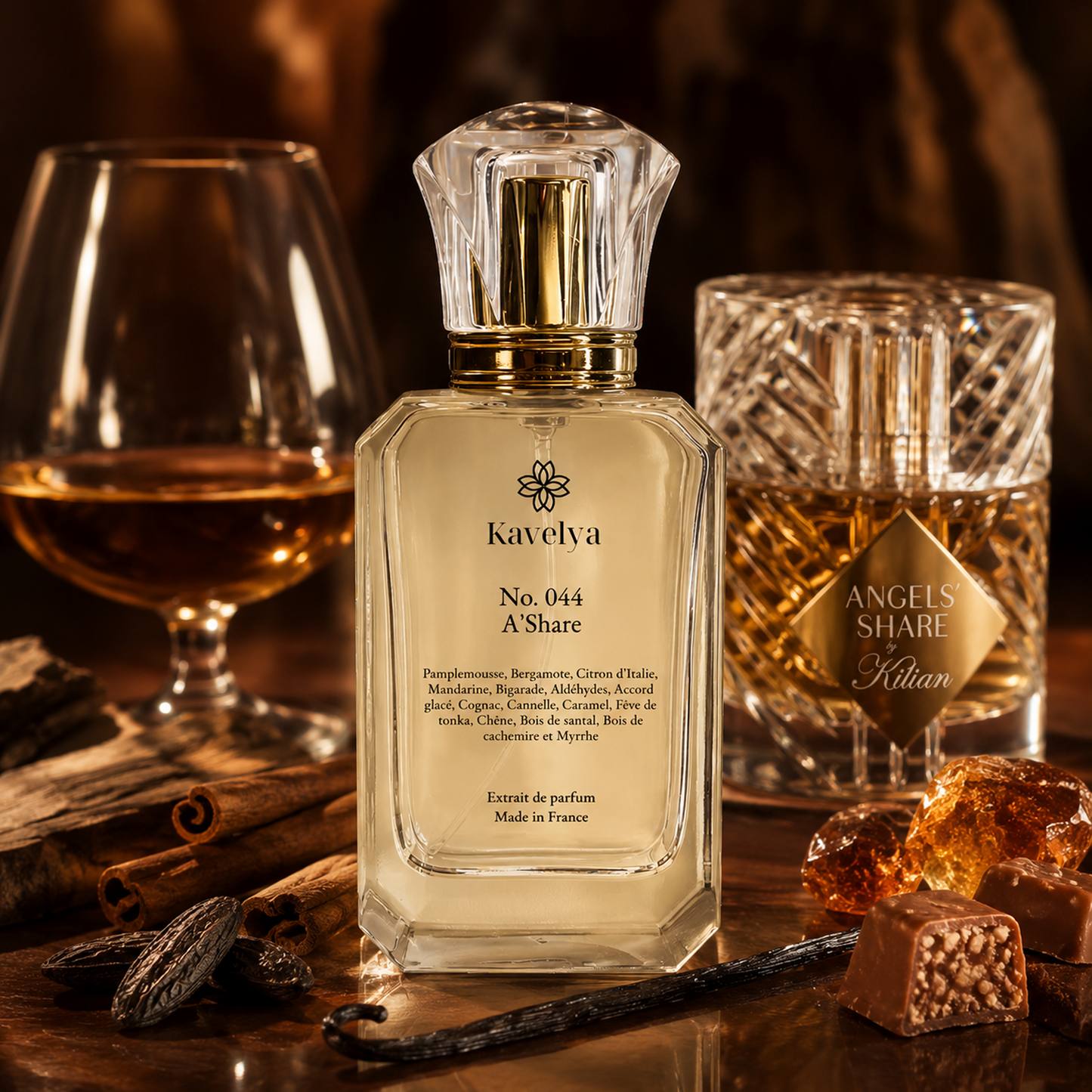 Flacon Angel’s Share extrait de parfum 35% cannelle vanille notes boisées ambrées Made in France