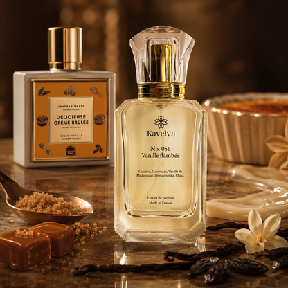 Flacon Vanille Flambée 056 extrait de parfum 35% vanille de Madagascar caramel fève de tonka musc Made in France