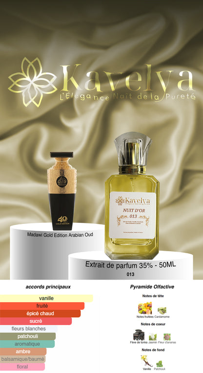 Nuit d'Or 013 extrait de parfum oriental mixte Kavelya Made in France