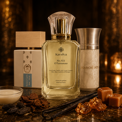 O'Fenómeno 021 – Extrait de Parfum Ambré Gourmand Mixte Longue Tenue | Layering Bianco Latte & Blanche Bête