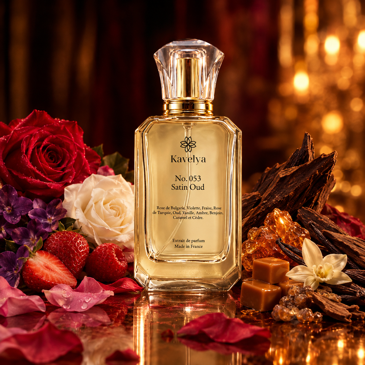 Extrait de parfum Satin Oud 053 fabriqué en France – Parfum oriental sensuel pour homme et femme
