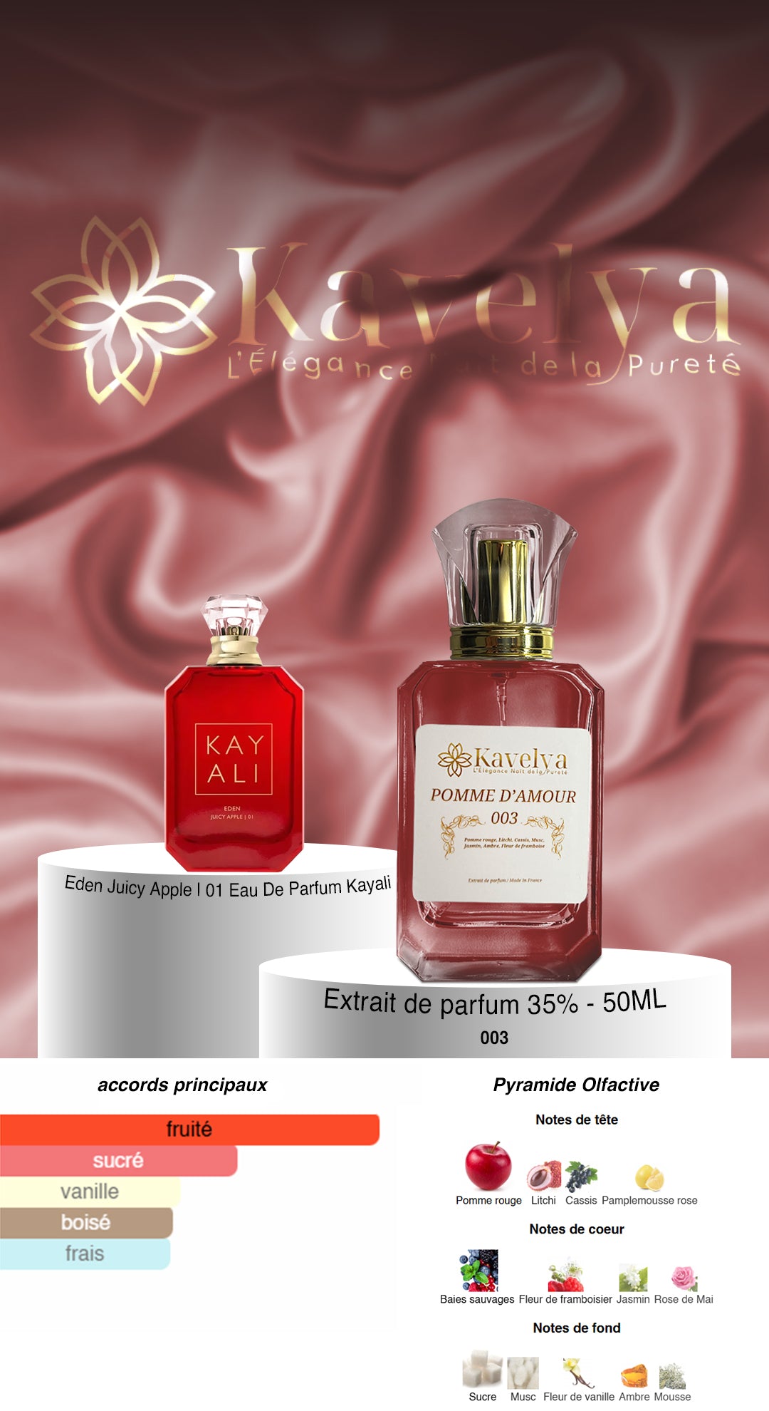 Pomme d'Amour 003 extrait de parfum fruité mixte Kavelya Made in France