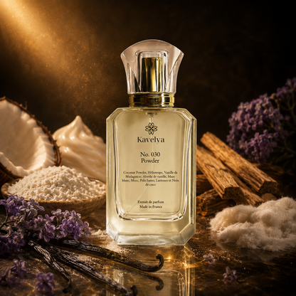 Packaging Powder 030 parfum de luxe Made in France fragrance vanillée poudrée lactée