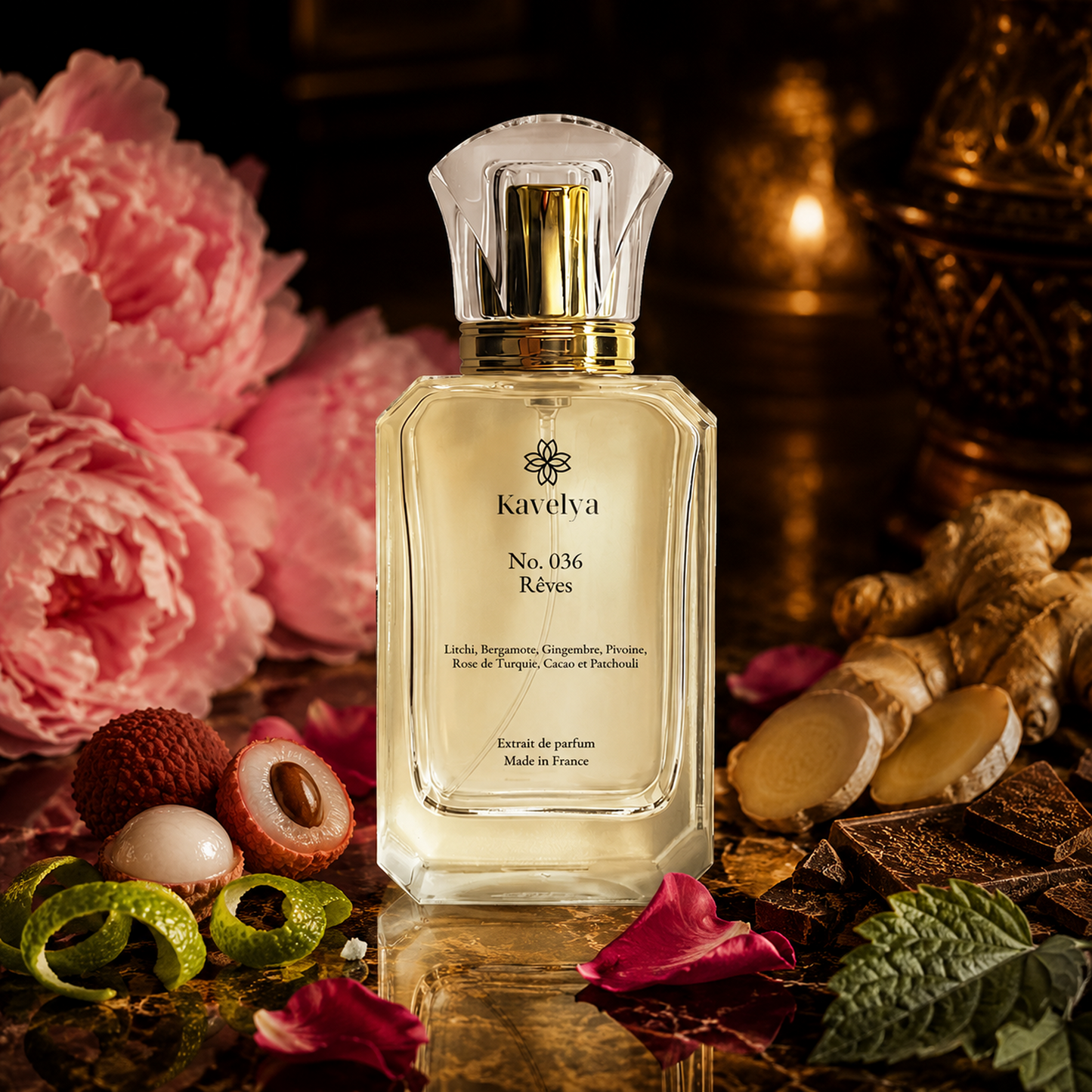 Packaging Rêves 036 parfum de luxe Made in France fragrance fruitée florale gourmande élégante