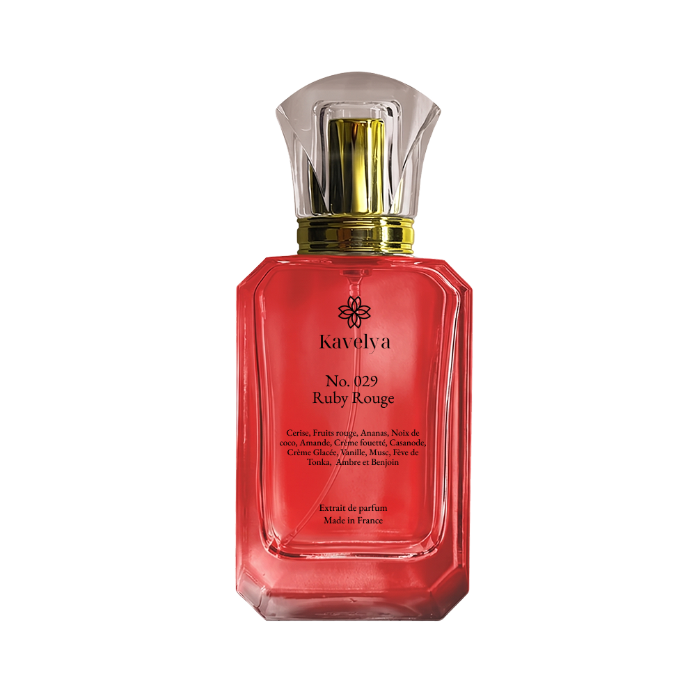 Ruby Rouge 029 parfum haut de gamme cerise ananas noix de coco longue tenue Made in France