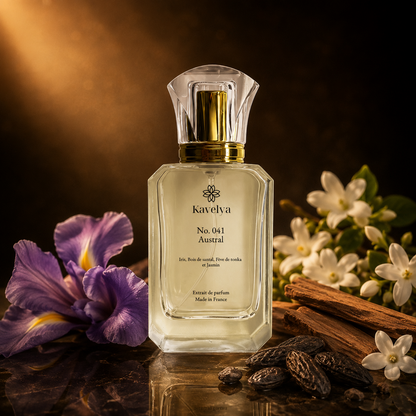 Packaging Austral 041 parfum de luxe Made in France fragrance boisée florale orientale élégante