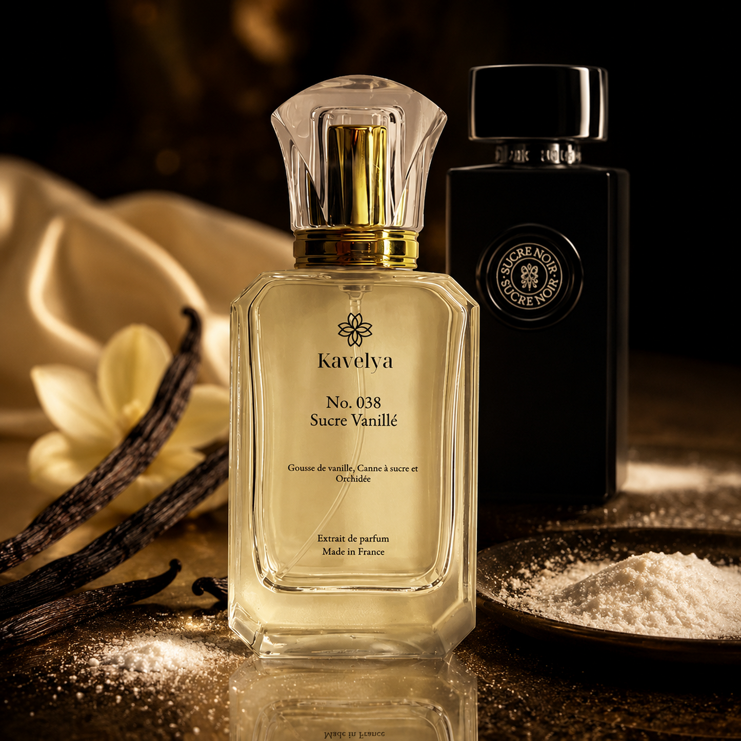 Flacon Sucre Vanillé 038 extrait de parfum 35% gousse de vanille canne à sucre vanille Made in France