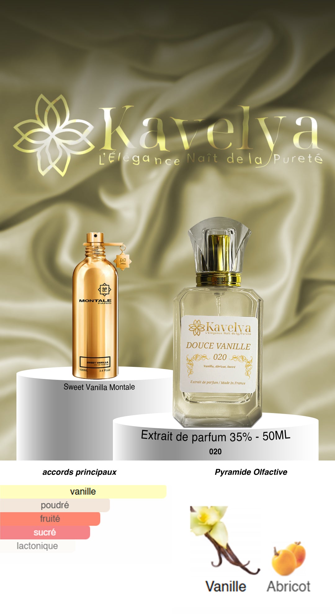 Douce Vanille 020 extrait de parfum gourmand mixte Kavelya Made in France
