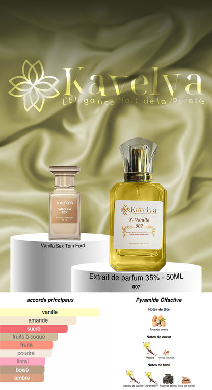 X-Vanilla 007 extrait de parfum gourmand mixte Kavelya Made in France