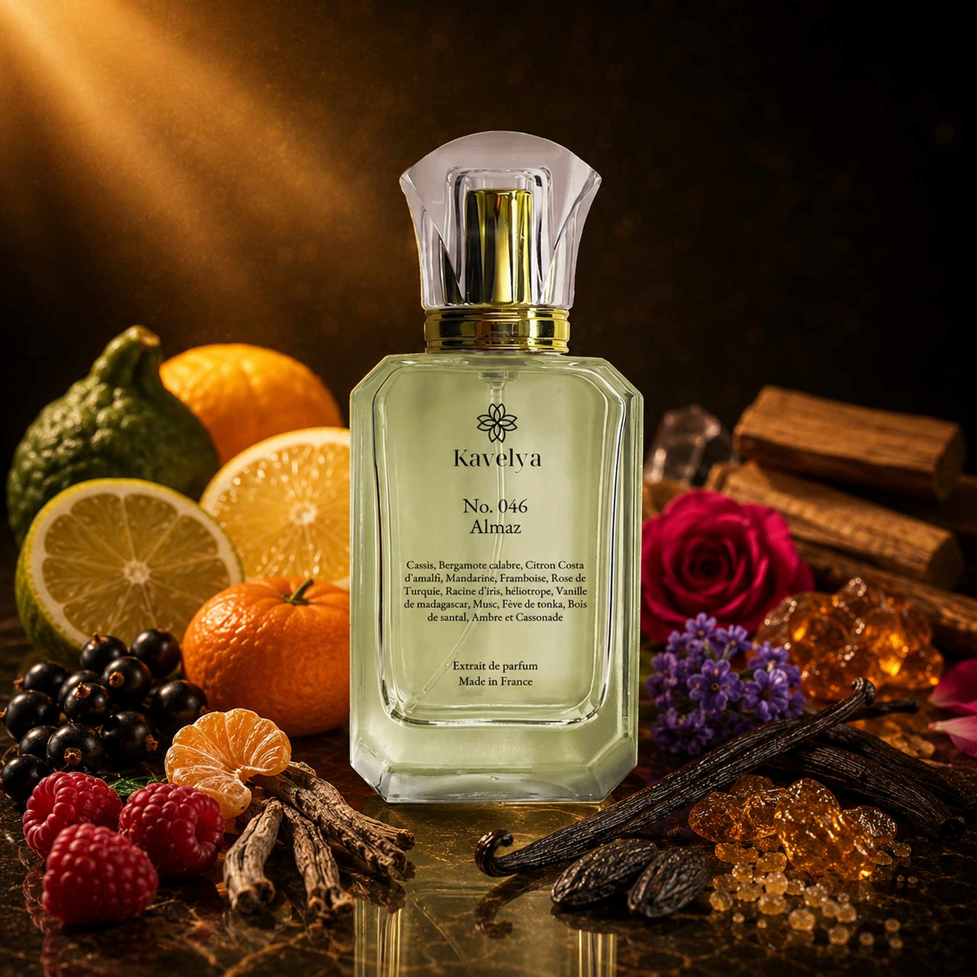 Almaz 046 parfum haut de gamme fruits rouges framboise vanille sillage captivant longue tenue Made in France